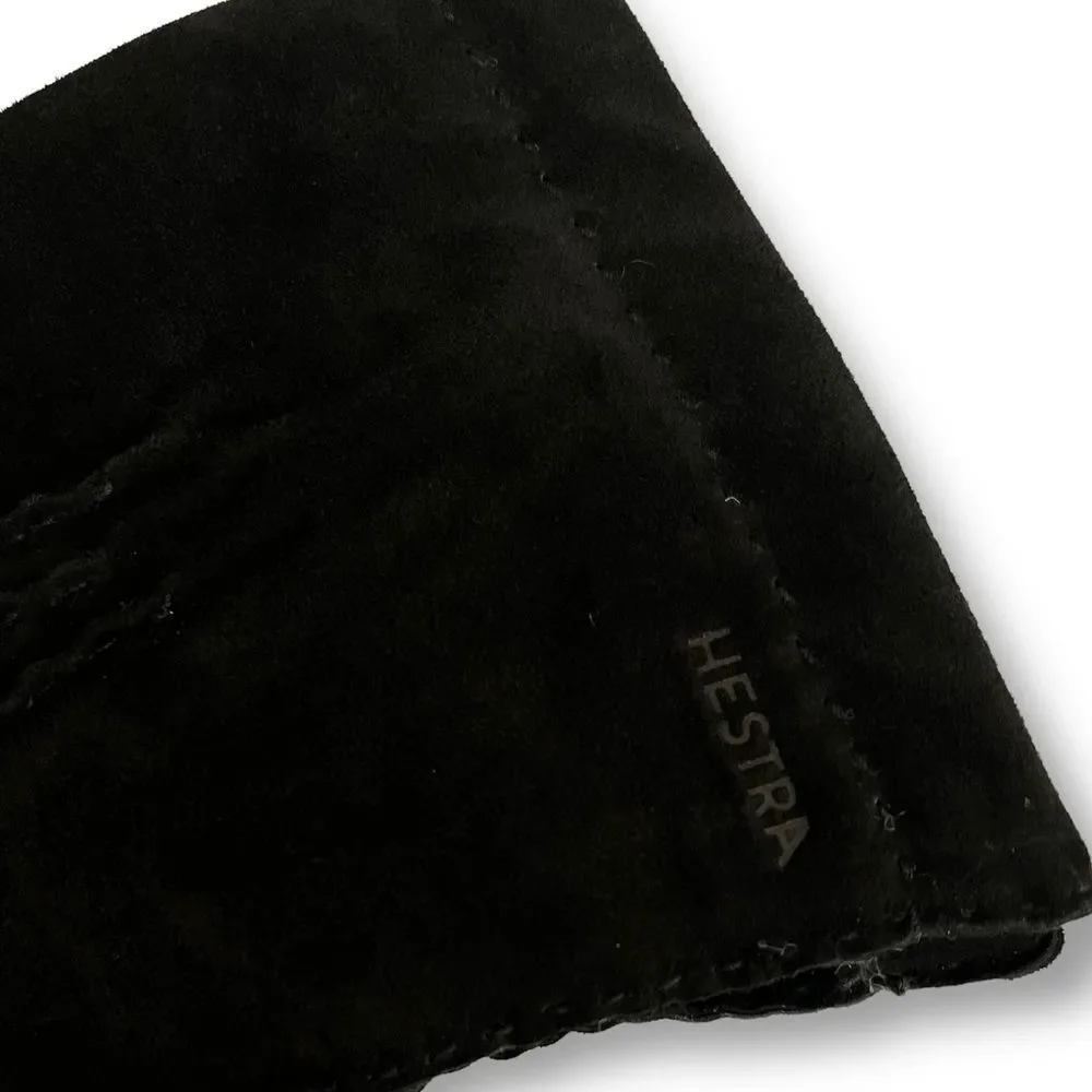 HESTRA Hair-sheep Suede Cashmere Lined Black Gloves Size 9